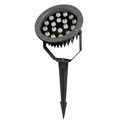 Outdoor LED Spotlight Round Die-Cast Aluminum Tempered Glass 9W 12W 18W 24W DC24V 3000K IP65 Base or Ground Insert