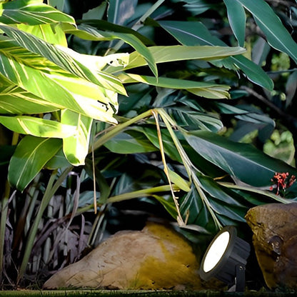 Outdoor LED Spotlight Round Die-Cast Aluminum Tempered Glass 9W 12W 18W 24W DC24V 3000K IP65 Base or Ground Insert