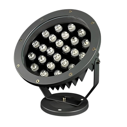 Outdoor LED Spotlight Round Die-Cast Aluminum Tempered Glass 9W 12W 18W 24W DC24V 3000K IP65 Base or Ground Insert