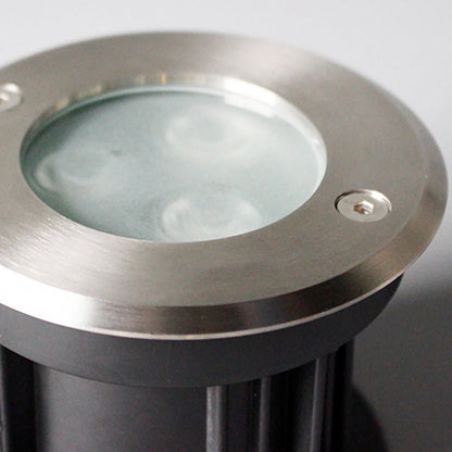 Hardwired LED Recessed In-Ground Well Light Chrome Stainless Steel Frosted Glass 3W or 5W IP65 3000K Deck Poolside Garden