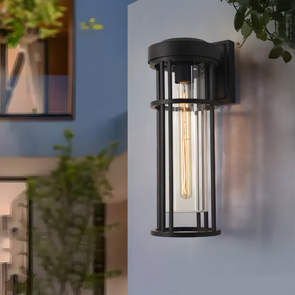 Black Aluminium Outdoor Wall Sconce Glass Lampshade E27 IP54 Nordic Style