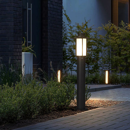 Minimalist Iron LED Landscape Bollard Light 18W E27 Coffee Black Outdoor IP54