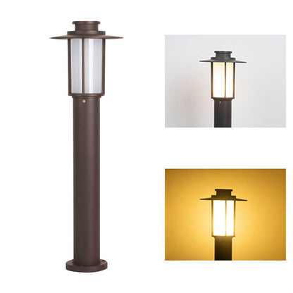 Minimalist Iron LED Landscape Bollard Light 18W E27 Coffee Black Outdoor IP54
