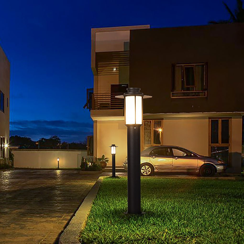 Minimalist Iron LED Landscape Bollard Light 18W E27 Coffee Black Outdoor IP54