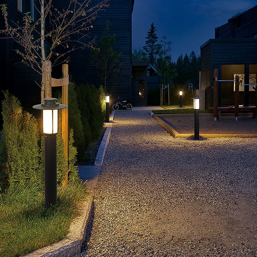 Minimalist Iron LED Landscape Bollard Light 18W E27 Coffee Black Outdoor IP54