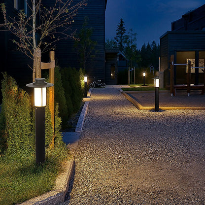 Minimalist Iron LED Landscape Bollard Light 18W E27 Coffee Black Outdoor IP54