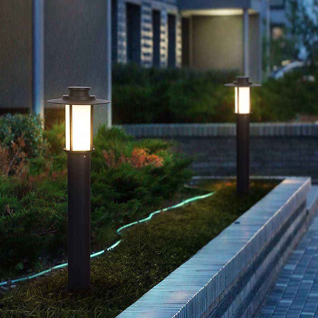 Minimalist Iron LED Landscape Bollard Light 18W E27 Coffee Black Outdoor IP54