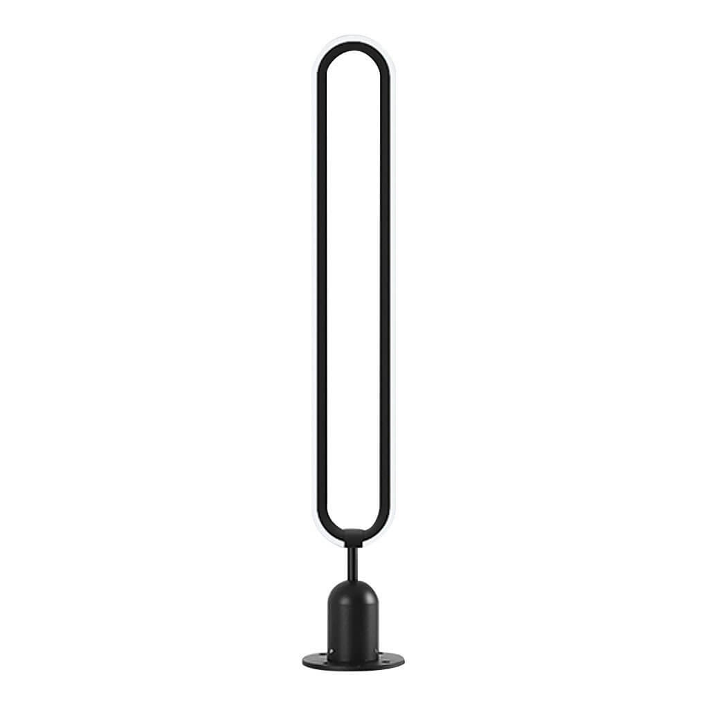 Sleek Black Oval Ring LED Outdoor Courtyard Lamp Solar or Hardwired DC12V 6W–10W IP54 3 Heights Ground Insert or Base