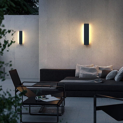 Modern Gray Linear LED Wall Sconce Stainless Steel PC IP54 3 Heights Outdoor Villa Terrace Courtyard
