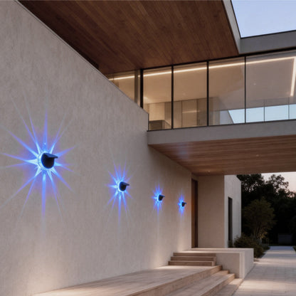 Solar Petal Sunburst Outdoor Wall Sconce ABS Acrylic RGB Remote 3 Light Modes IP44 Courtyard Garden Villa