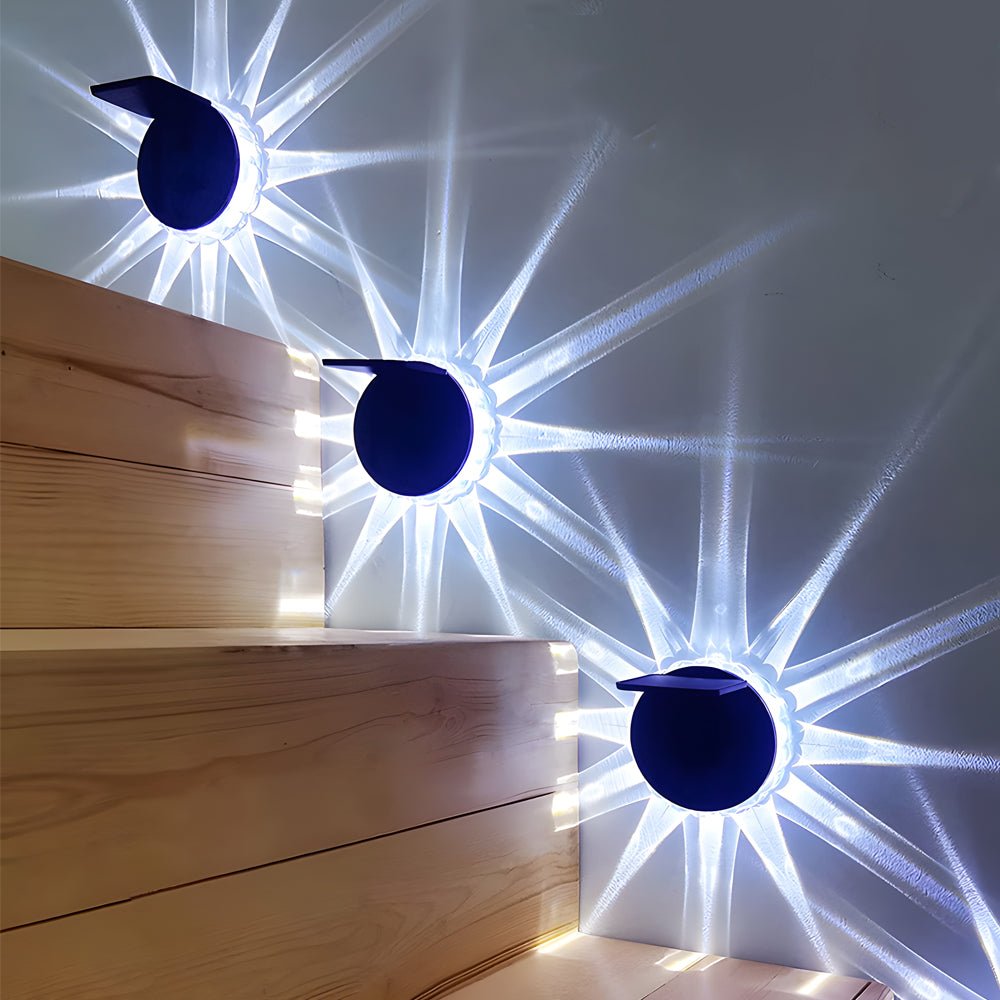 Solar Petal Sunburst Outdoor Wall Sconce ABS Acrylic RGB Remote 3 Light Modes IP44 Courtyard Garden Villa