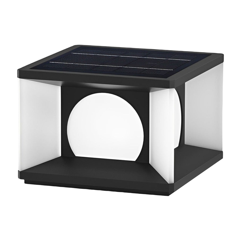 Modern Stainless Steel PC Globe Solar or Hardwired Outdoor Pillar Light Black IP65 8 Hour 2 Sizes Garden Villa