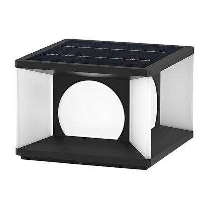Modern Stainless Steel PC Globe Solar or Hardwired Outdoor Pillar Light Black IP65 8 Hour 2 Sizes Garden Villa