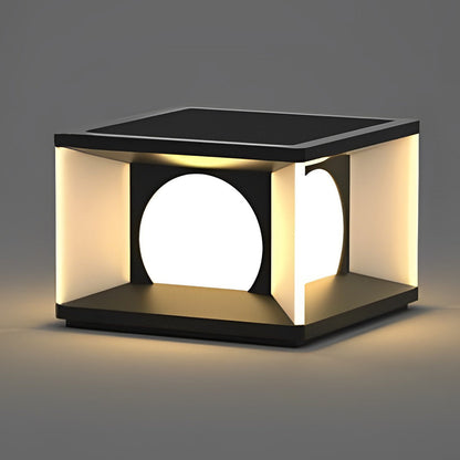 Modern Stainless Steel PC Globe Solar or Hardwired Outdoor Pillar Light Black IP65 8 Hour 2 Sizes Garden Villa