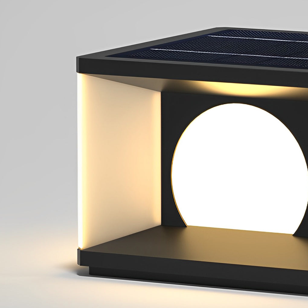 Modern Stainless Steel PC Globe Solar or Hardwired Outdoor Pillar Light Black IP65 8 Hour 2 Sizes Garden Villa