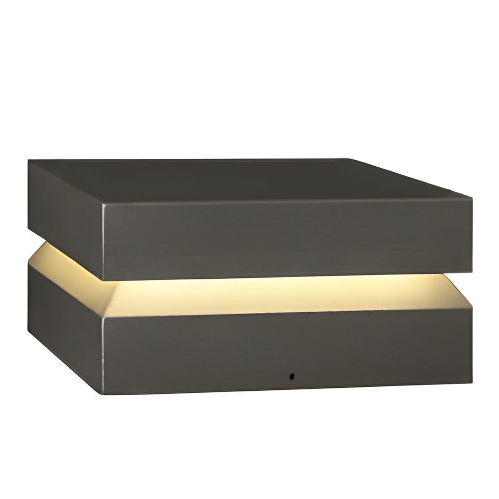 Modern Square Stainless Steel Outdoor Pillar Light Black Solar or Hardwired IP65 3000K 3 Sizes Deck Post