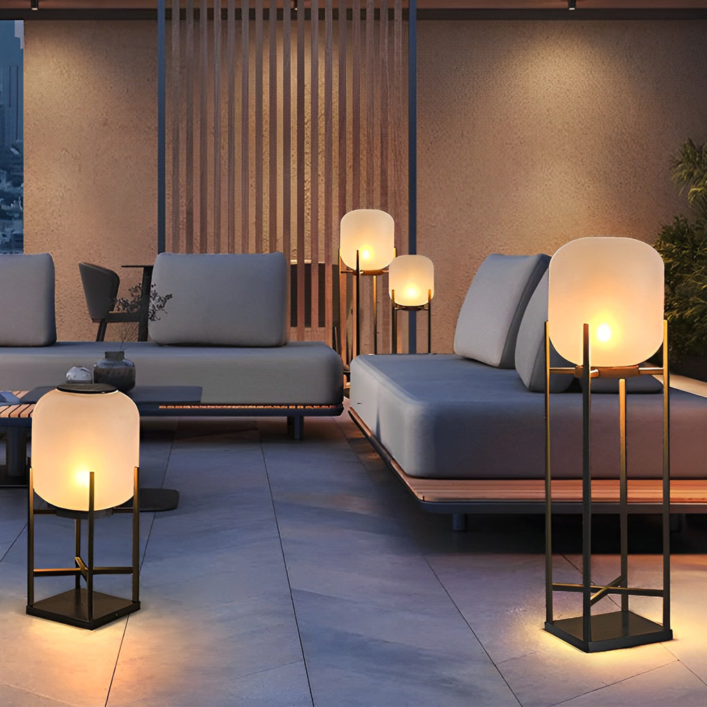 Outdoor Standing Light Lantern LED Metal Floor Lamp