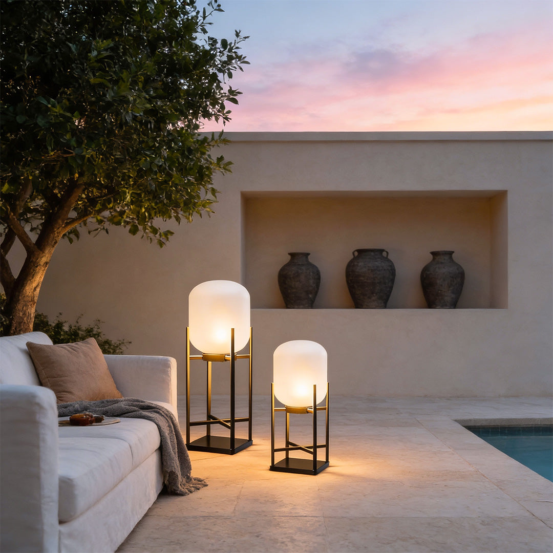 Retro Modern Stainless Steel Lantern LED Outdoor Floor Lamp IP65 Solar/Hardwired E27
