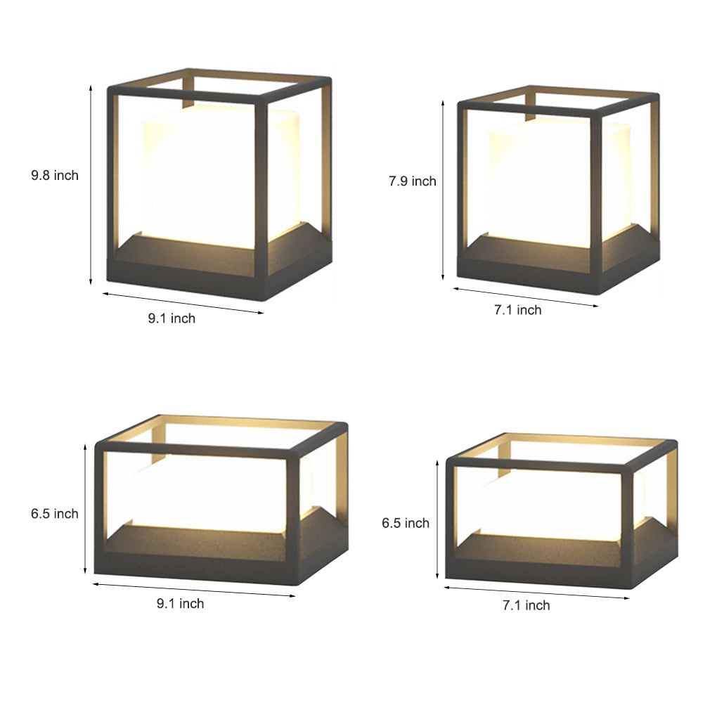 Stone Look Gray Aluminum Outdoor Pillar Light PC Shade Solar or Hardwired IP55 3000K 4 Sizes Courtyard Villa