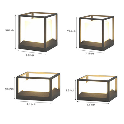 Stone Look Gray Aluminum Outdoor Pillar Light PC Shade Solar or Hardwired IP55 3000K 4 Sizes Courtyard Villa