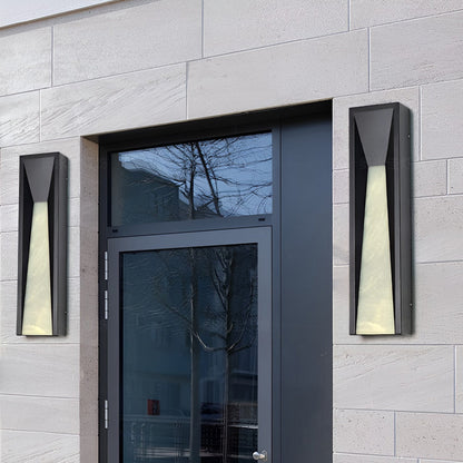 Modern Geometric Tapered Stainless Steel Acrylic Outdoor Wall Sconce Black IP54 3200K 3 Sizes Balcony Villa