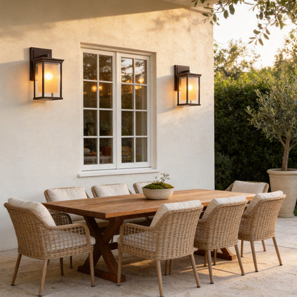 Modern Outdoor Wall Lantern Black Aluminum Dual Glass E27 IP54 European Style 3 Sizes Small Medium Large