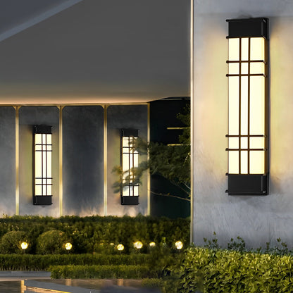 Retro Black Outdoor Wall Sconce Galvanized Steel Acrylic IP65 CRI80 4 Heights 700LM 840LM Garden Villa Yard