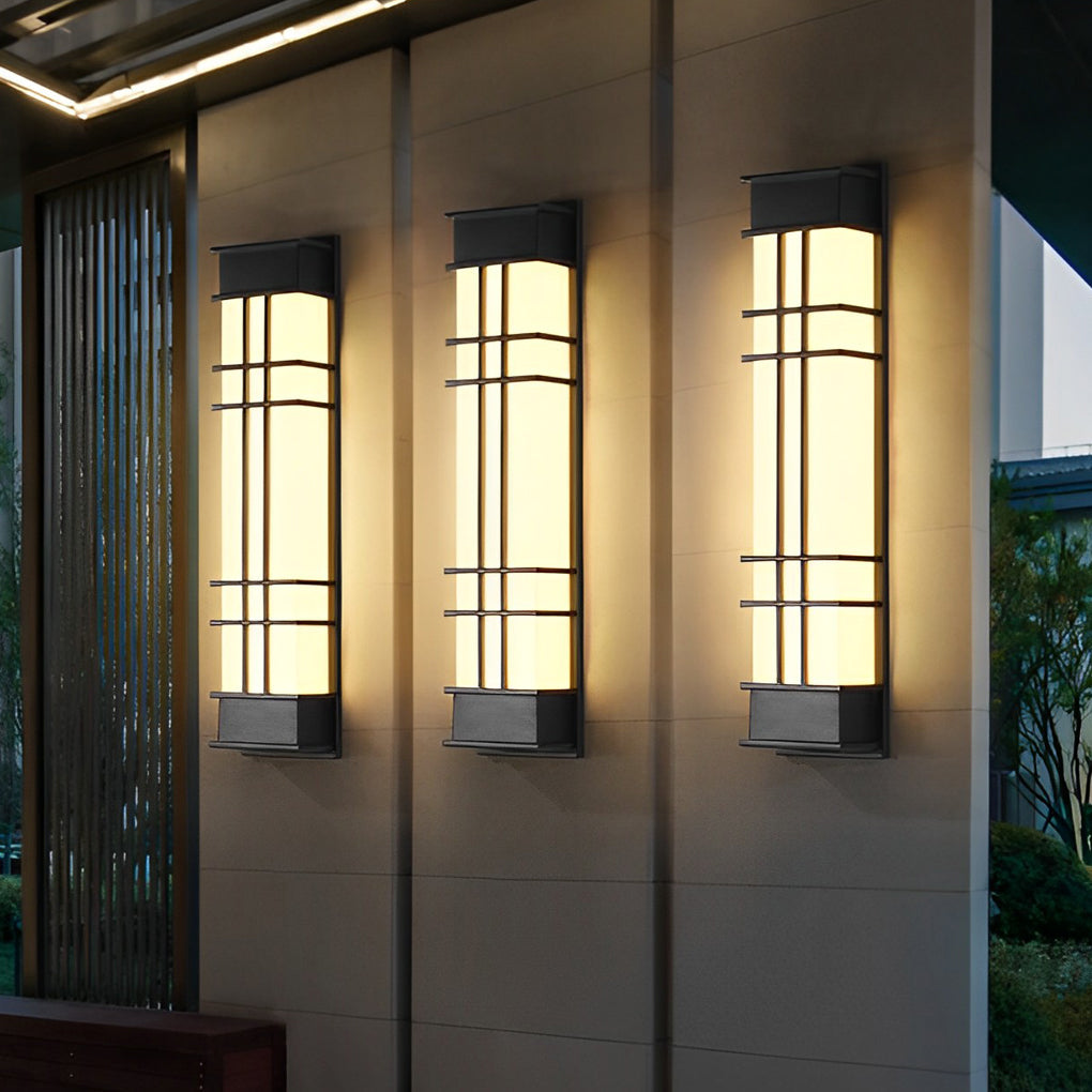 Retro Black Outdoor Wall Sconce Galvanized Steel Acrylic IP65 CRI80 4 Heights 700LM 840LM Garden Villa Yard