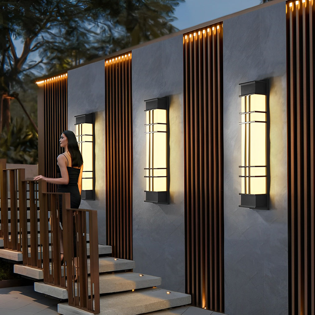 Retro Black Outdoor Wall Sconce Galvanized Steel Acrylic IP65 CRI80 4 Heights 700LM 840LM Garden Villa Yard