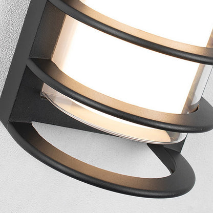 Modern Black Outdoor Wall Sconce Dual Layer Shade Aluminum LED 30W CRI80