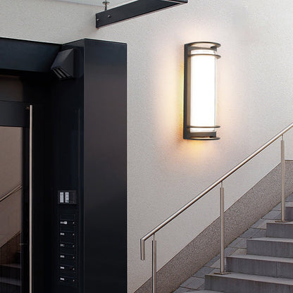 Modern Black Outdoor Wall Sconce Dual Layer Shade Aluminum LED 30W CRI80