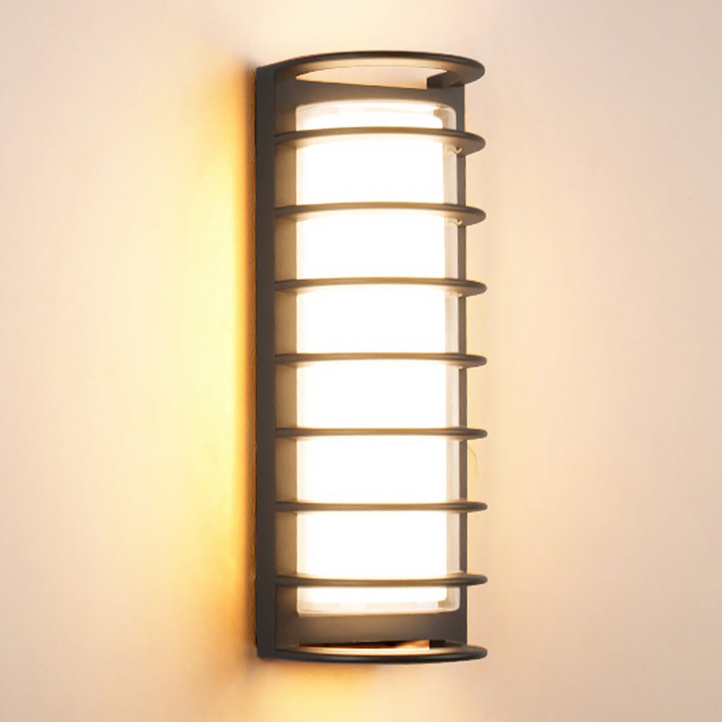 Modern Black Outdoor Wall Sconce Dual Layer Shade Aluminum LED 30W CRI80