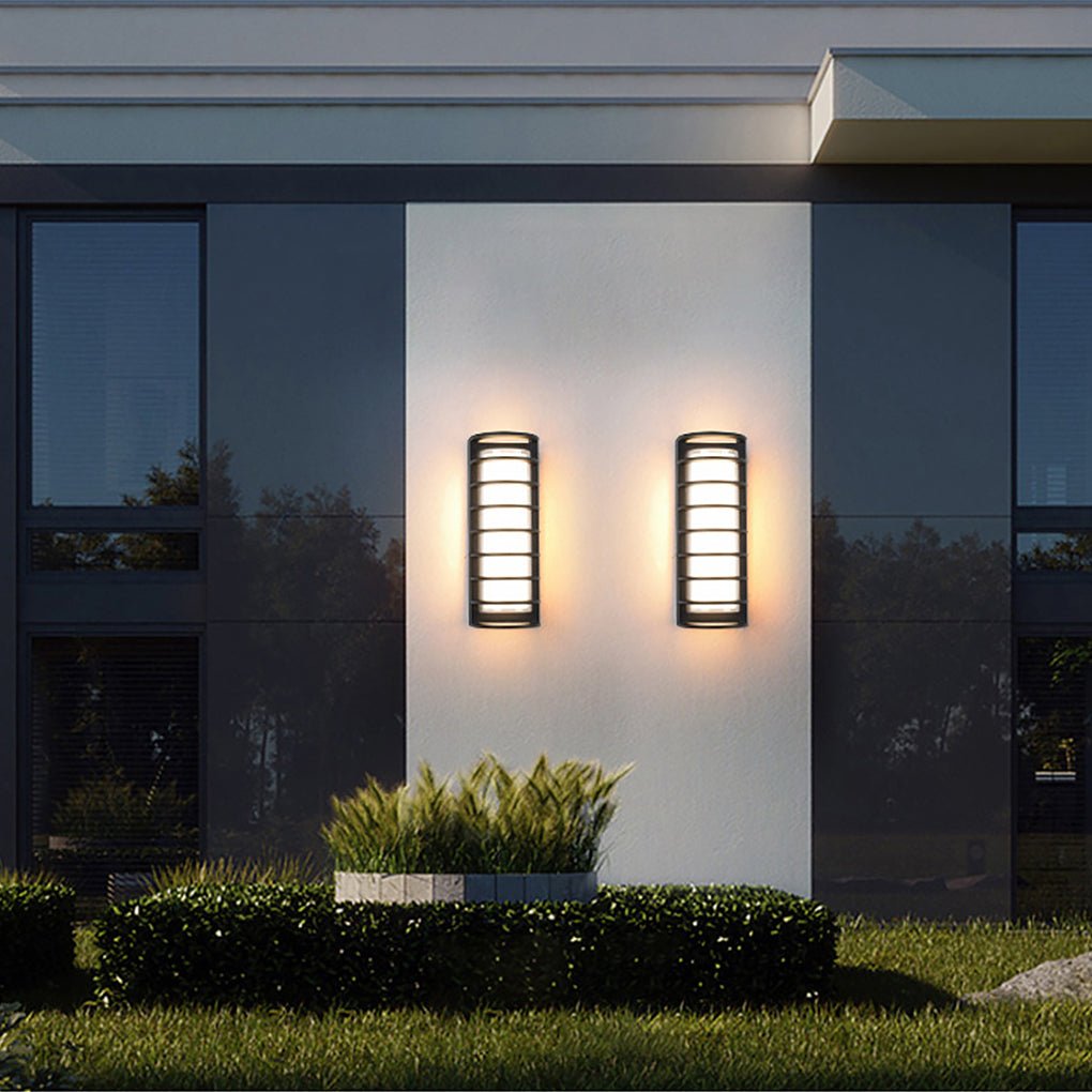 Modern Black Outdoor Wall Sconce Dual Layer Shade Aluminum LED 30W CRI80