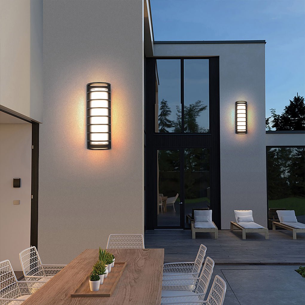 Modern Black Outdoor Wall Sconce Dual Layer Shade Aluminum LED 30W CRI80