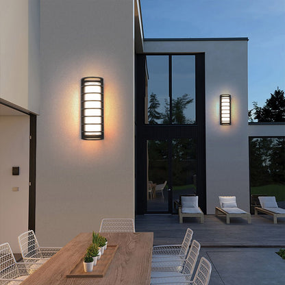 Modern Black Outdoor Wall Sconce Dual Layer Shade Aluminum LED 30W CRI80