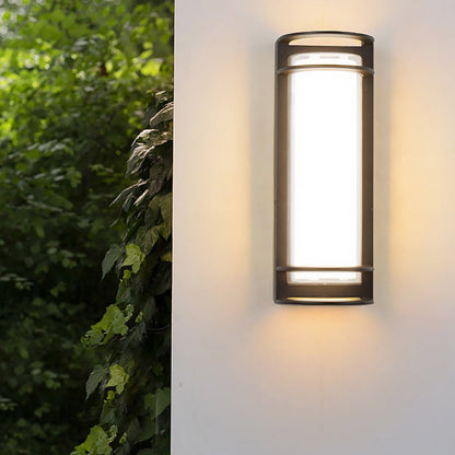 Modern Black Outdoor Wall Sconce Dual Layer Shade Aluminum LED 30W CRI80