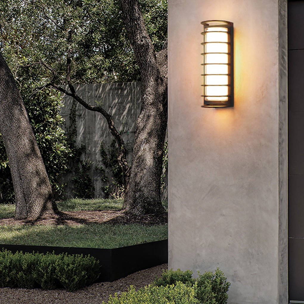 Modern Black Outdoor Wall Sconce Dual Layer Shade Aluminum LED 30W CRI80