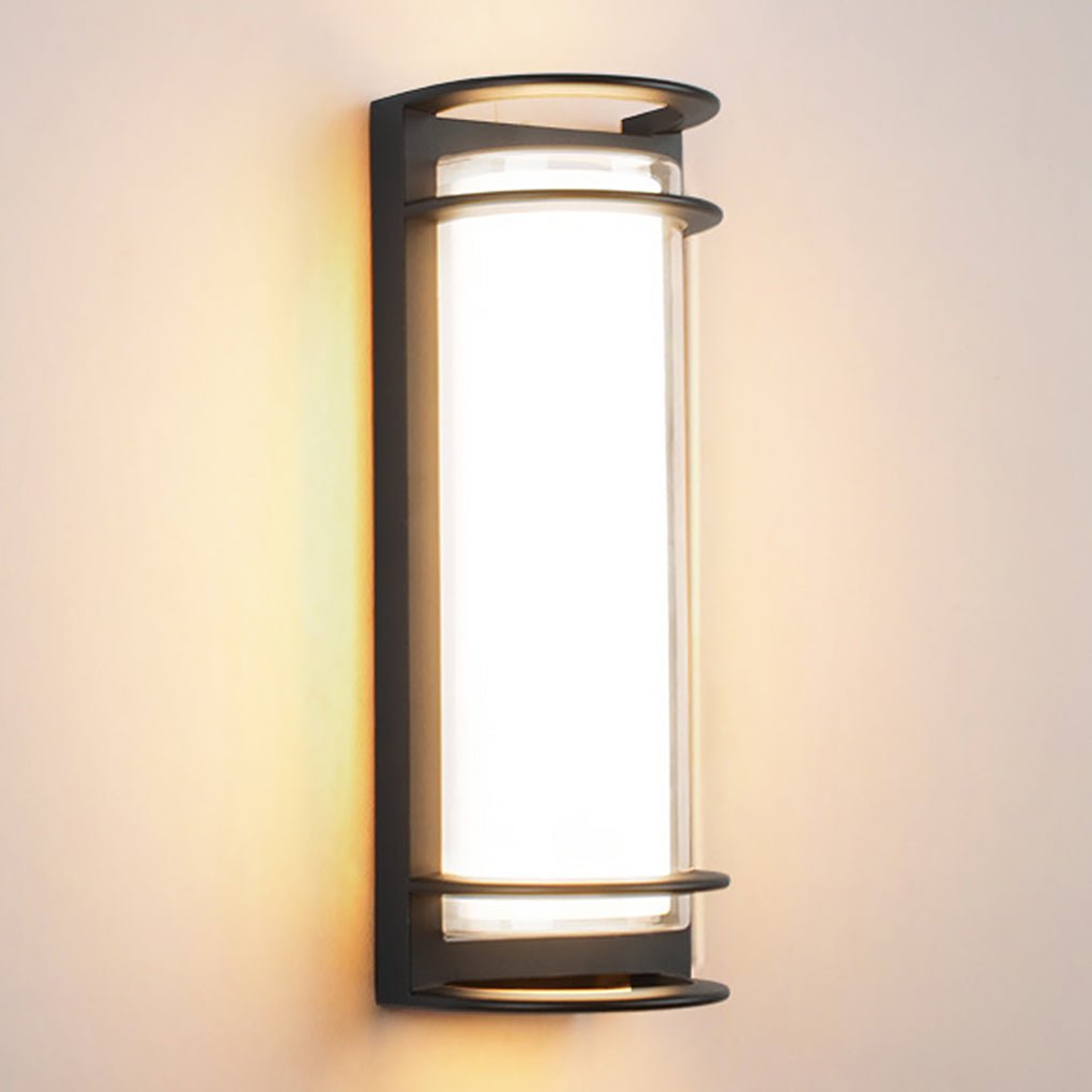 Modern Black Outdoor Wall Sconce Dual Layer Shade Aluminum LED 30W CRI80