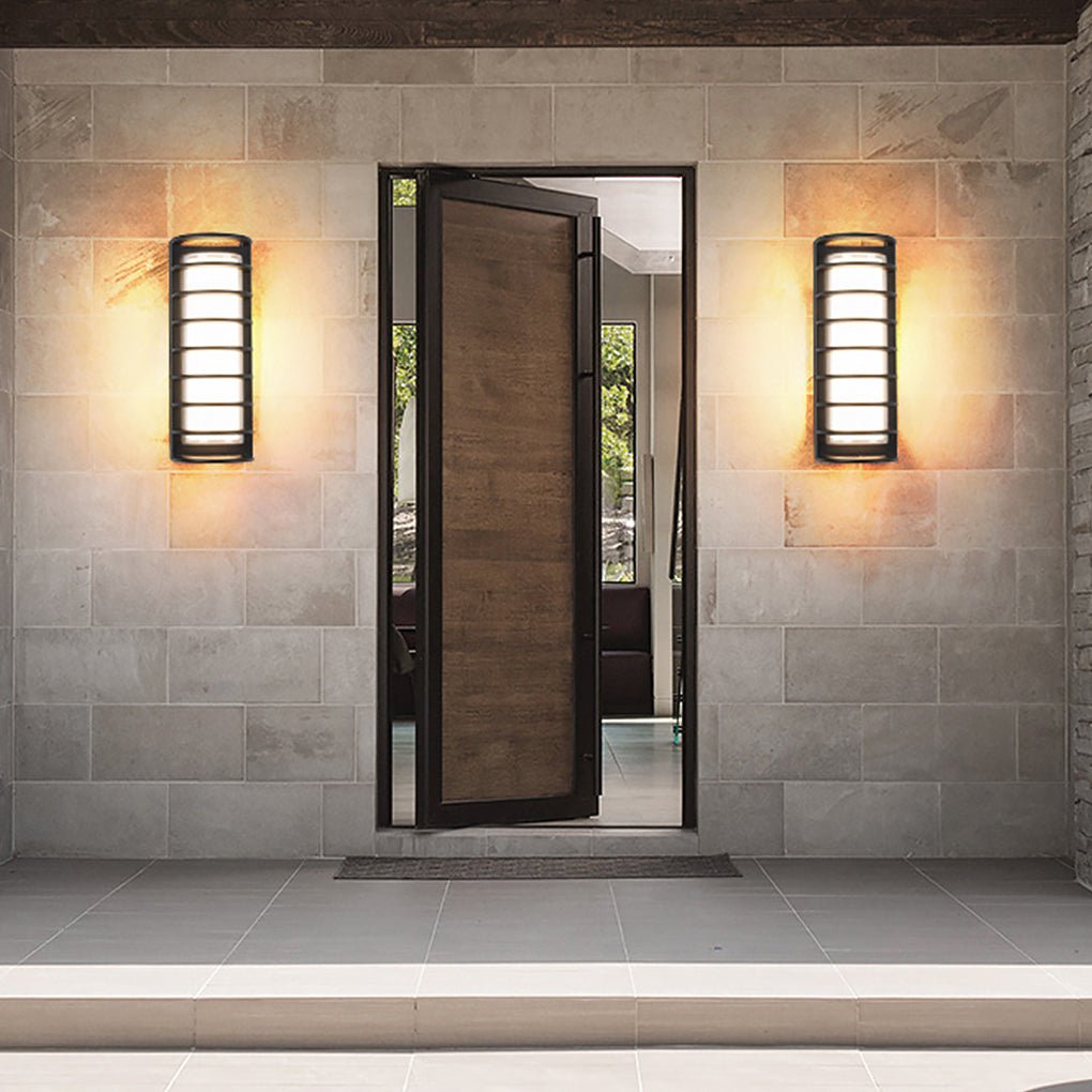 Modern Black Outdoor Wall Sconce Dual Layer Shade Aluminum LED 30W CRI80
