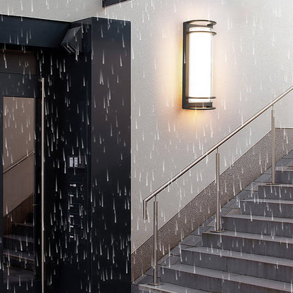 Modern Black Outdoor Wall Sconce Dual Layer Shade Aluminum LED 30W CRI80