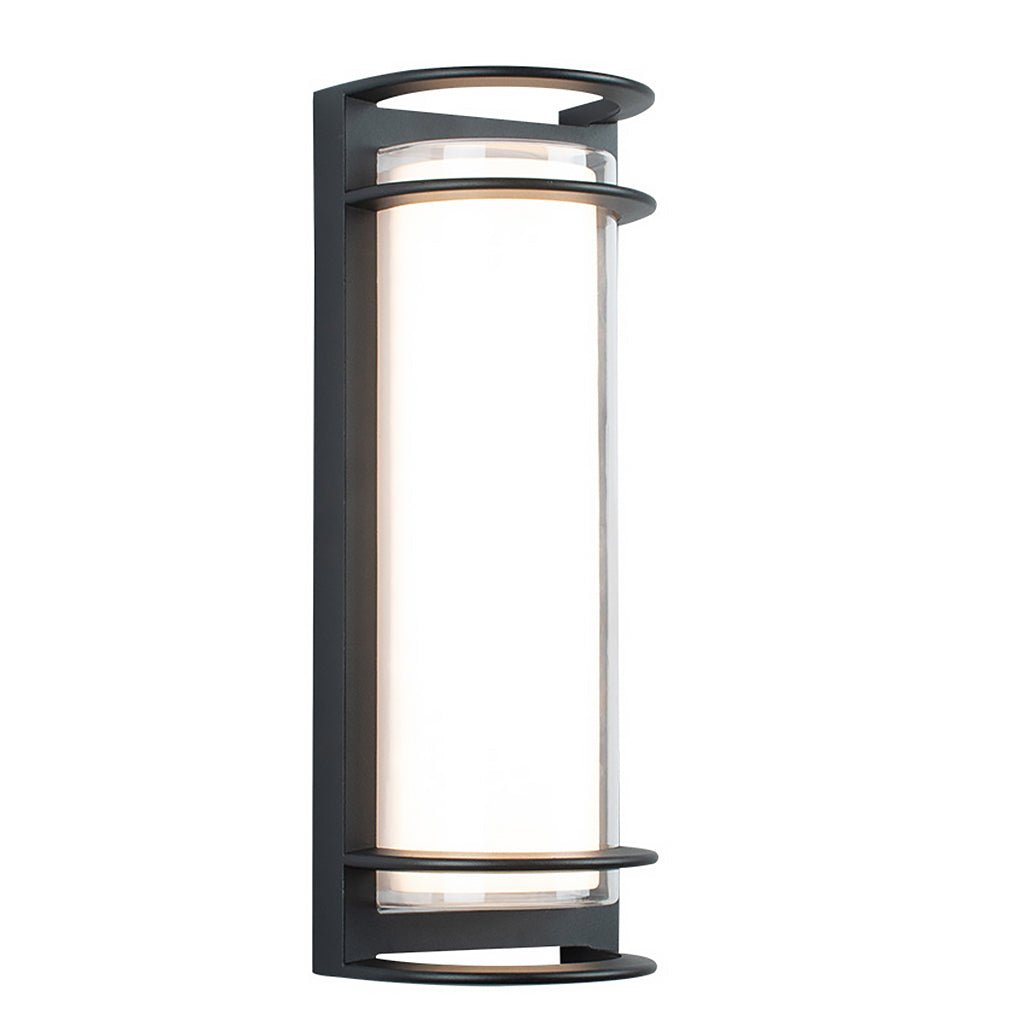 Modern Black Outdoor Wall Sconce Dual Layer Shade Aluminum LED 30W CRI80