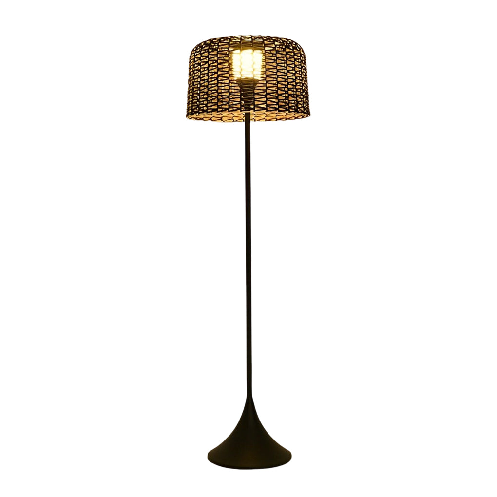 Modern Stainless Steel Mesh Shade Outdoor Floor Lamp IP65 Solar/Plug-In 3000K