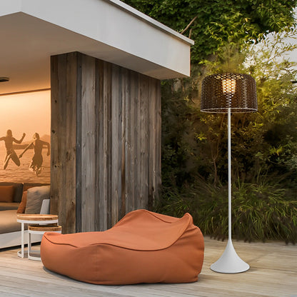 Modern Stainless Steel Mesh Shade Outdoor Floor Lamp IP65 Solar/Plug-In 3000K