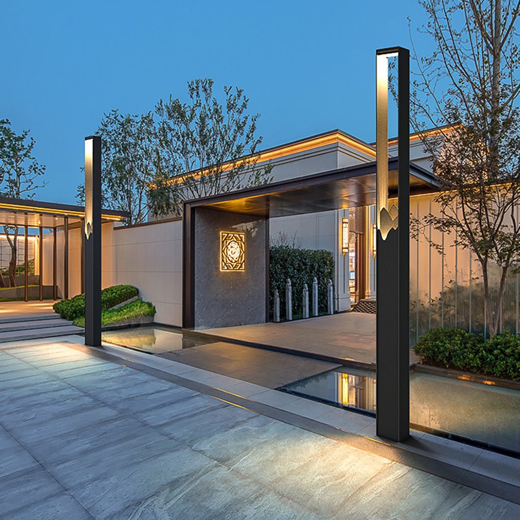Architectural Slim LED Bollard Light Waterproof Outdoor Pathway Landscape Lighting Black Aluminum IP65
