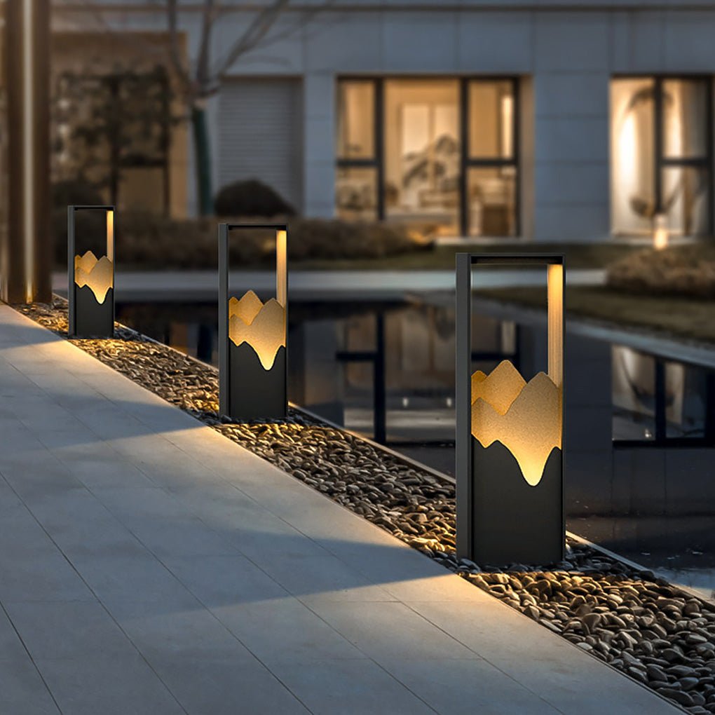 Architectural Slim LED Bollard Light Waterproof Outdoor Pathway Landscape Lighting Black Aluminum IP65