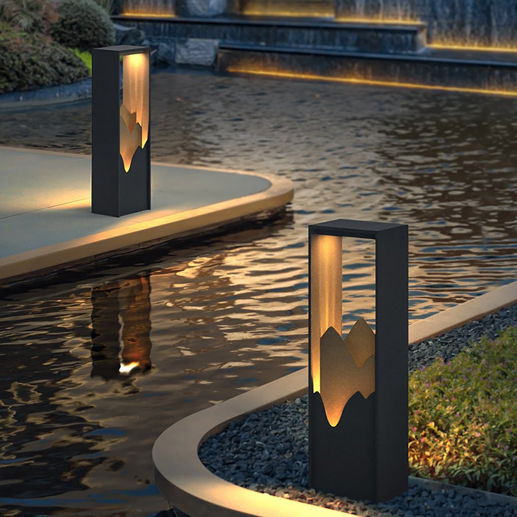 Architectural Slim LED Bollard Light Waterproof Outdoor Pathway Landscape Lighting Black Aluminum IP65