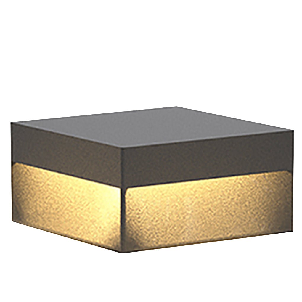Minimalist Square Stainless Steel Acrylic Outdoor Pillar Light Black IP65 Solar or Hardwired 5 Sizes Courtyard