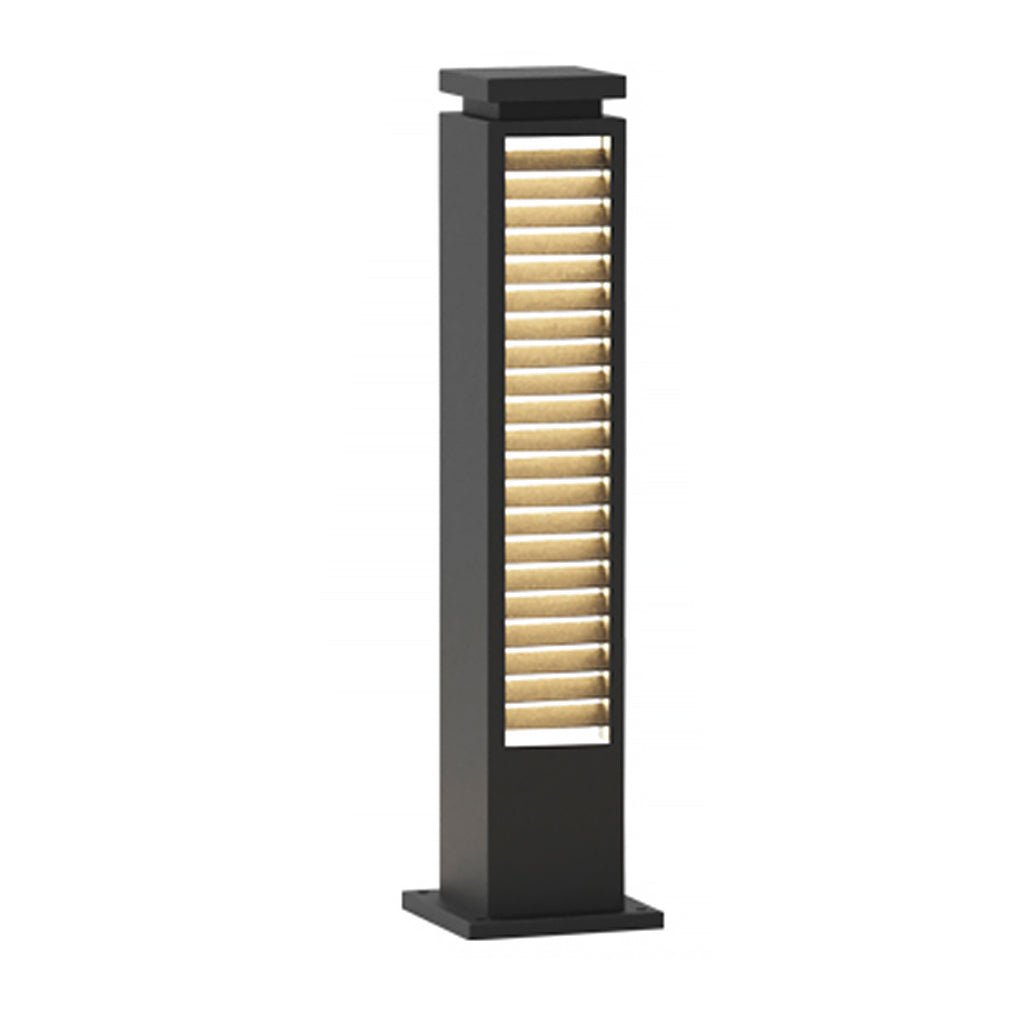 Louvred Aluminum PC Outdoor Pillar Light Black Solar or Hardwired IP54 4 Sizes Terrace Deck Post
