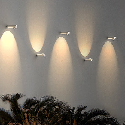 Modern Slim Outdoor Wall Uplight Cylinder LED 2W White Gray IP65