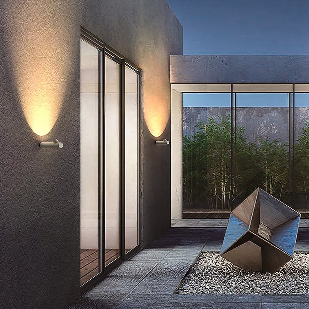 Modern Slim Outdoor Wall Uplight Cylinder LED 2W White Gray IP65